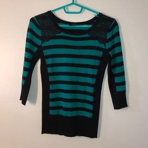 BCX Greenish-blue & black sweater